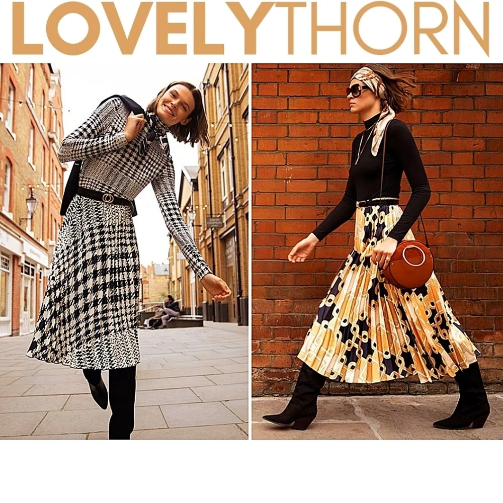 H&M // ltd ed richard allan pleated satin scarf print elastic waist long skirt - Picture 9 of 12